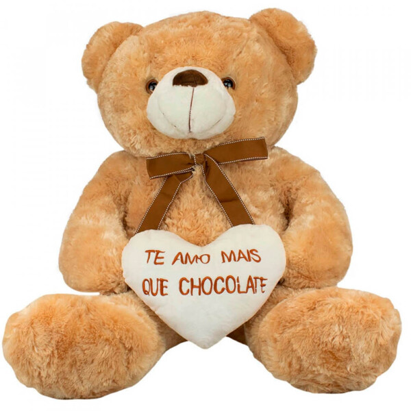 Pelúcia Urso Coração Amo Mais Que Chocolate 56cm