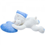 Pelúcia Urso Dormindo Coração Azul 46cm