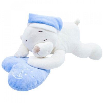 Pelúcia Urso Dormindo Coração Azul 46cm