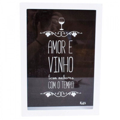 Porta Rolhas Branco Amor E Vinho Ficam Melhores Com O Tempo!