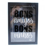 Porta Rolhas Preto Bons Amigos Bons Vinhos