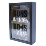 Porta Rolhas Preto Bons Amigos Bons Vinhos