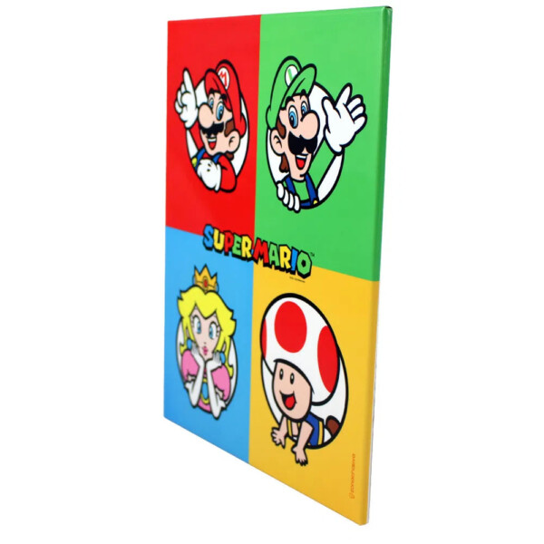 Quadro Metal Mario, Luigi, Peach E Mushroom 19x26cmquadro Metal Mario Luigi Peach E Mushroom 19×26