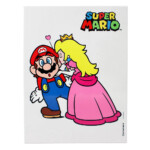 Quadro Metal Super Mario And Princesa Peach 19x26cm