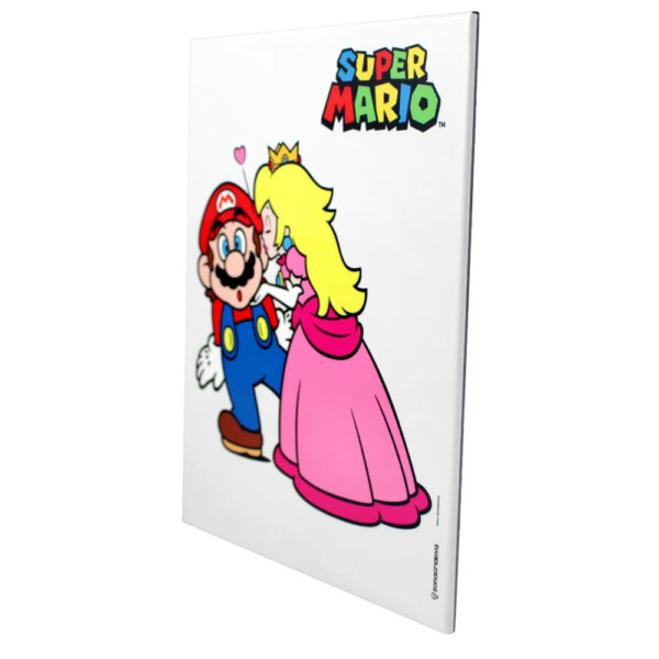 Quadro Metal Super Mario And Princesa Peach 19x26cm