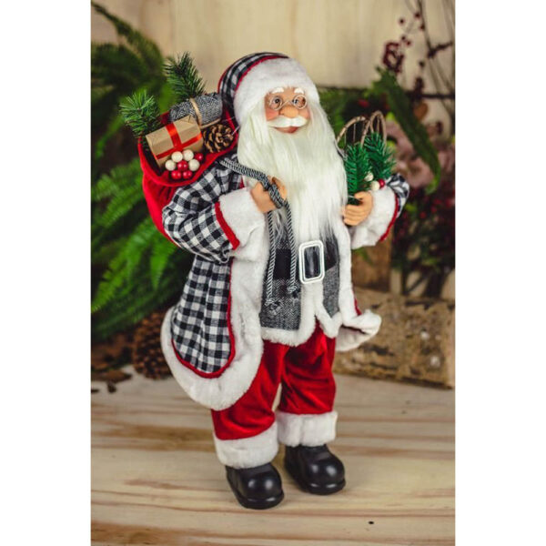 Papai Noel Lenhador Xadrez Pn378 45cm